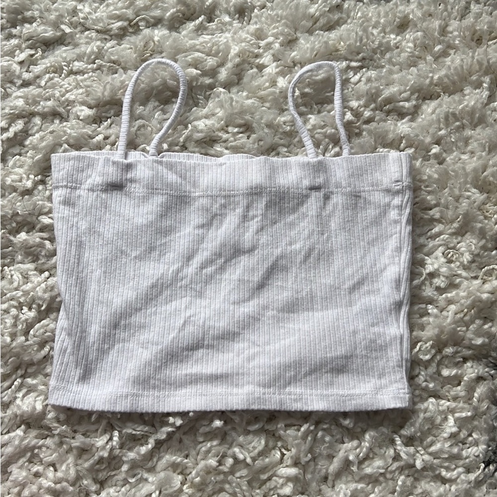 Emma & Sam white straight neck cropped tank